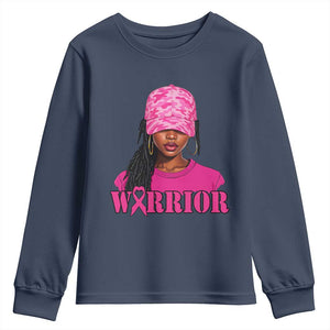 African American Warrior Breast Cancer Youth Sweatshirt Pink Ribbon - African Pride