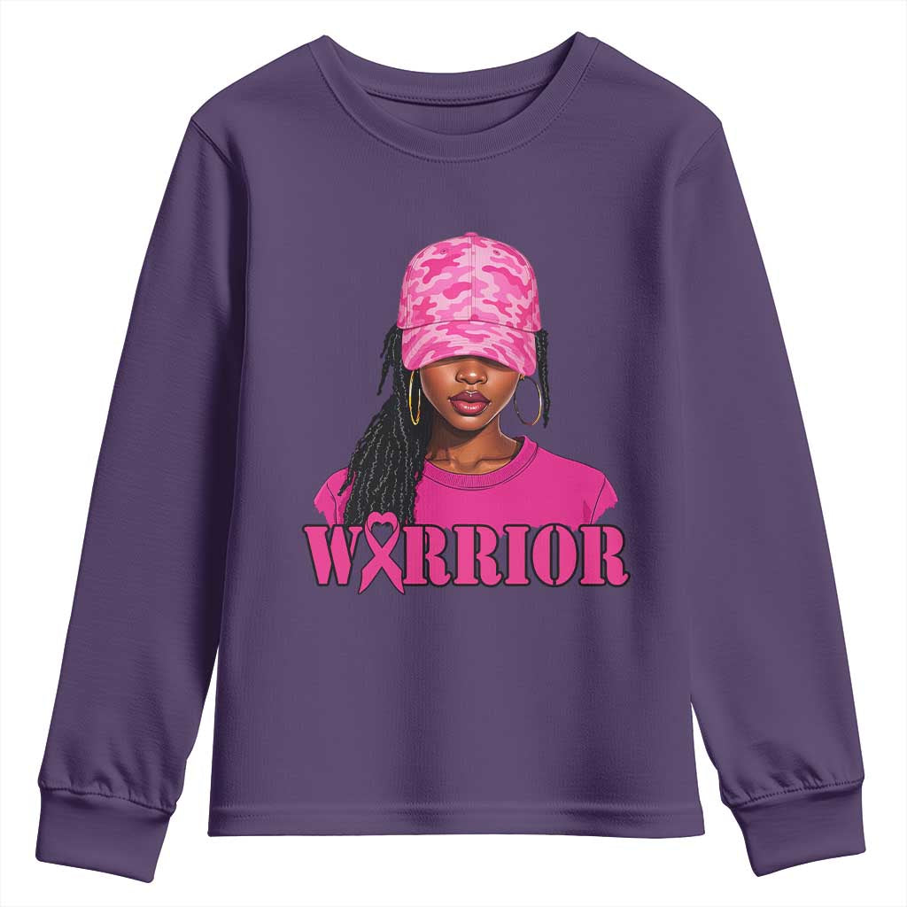 African American Warrior Breast Cancer Youth Sweatshirt Pink Ribbon - African Pride