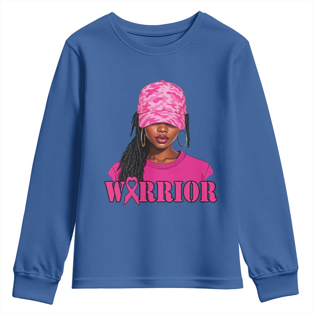 African American Warrior Breast Cancer Youth Sweatshirt Pink Ribbon - African Pride