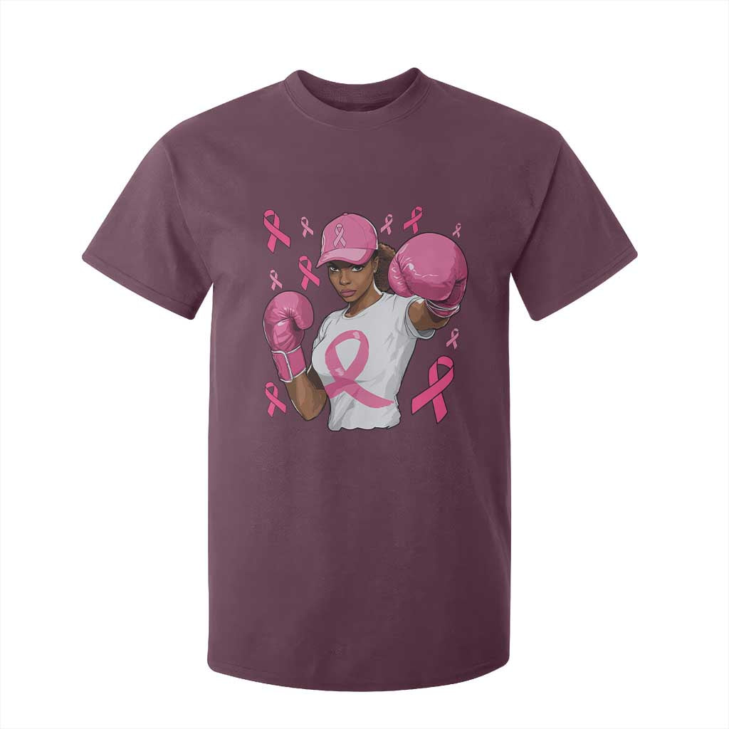 African American Fighter Breast Cancer Awareness T Shirt For Kid Pink Ribbon - African Pride