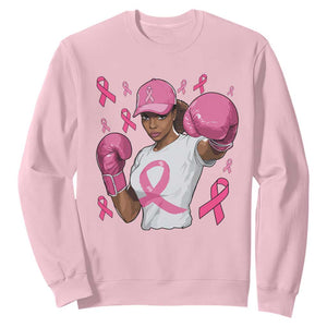 African American Fighter Breast Cancer Awareness Sweatshirt Pink Ribbon - African Pride