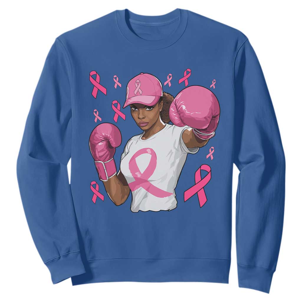 African American Fighter Breast Cancer Awareness Sweatshirt Pink Ribbon - African Pride