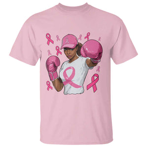 African American Fighter Breast Cancer Awareness T Shirt Pink Ribbon - African Pride
