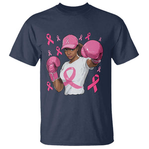 African American Fighter Breast Cancer Awareness T Shirt Pink Ribbon - African Pride