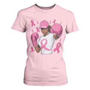 African American Fighter Breast Cancer Awareness T Shirt For Women Pink Ribbon - African Pride