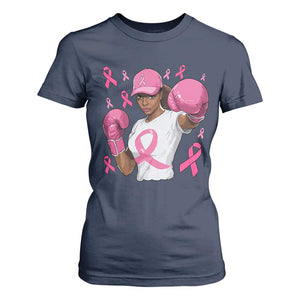 African American Fighter Breast Cancer Awareness T Shirt For Women Pink Ribbon - African Pride