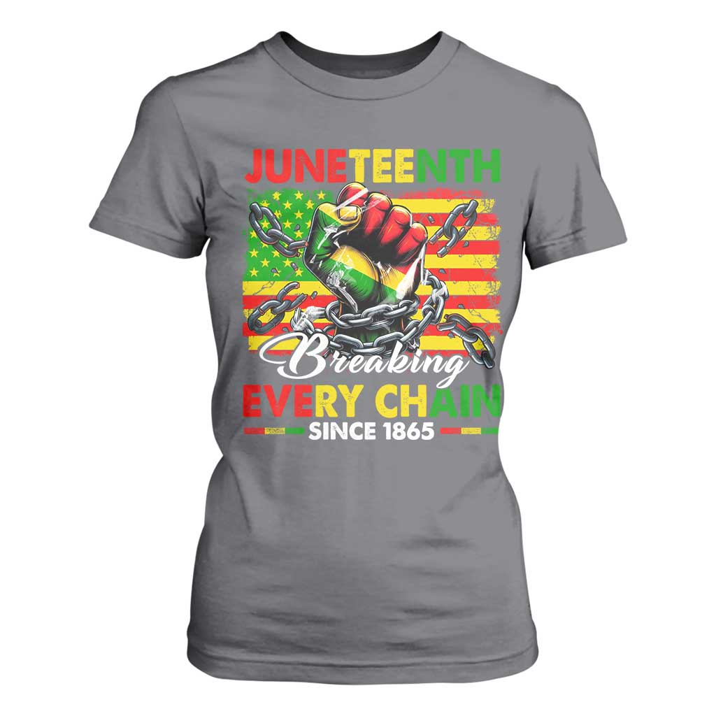 Juneteenth Breaking Every Chain Since 1865 T Shirt For Women Hand Fist Freedom