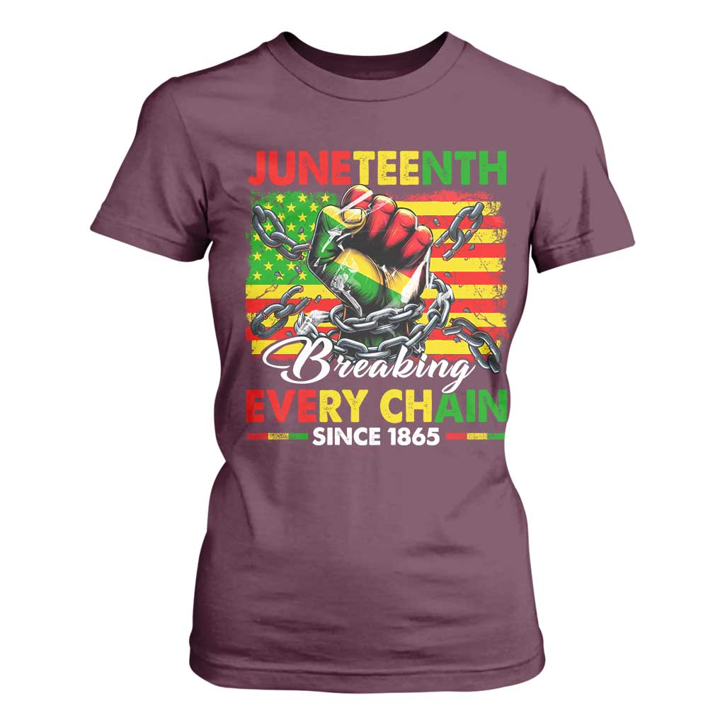 Juneteenth Breaking Every Chain Since 1865 T Shirt For Women Hand Fist Freedom