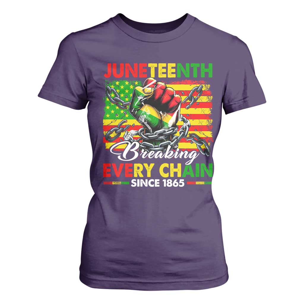 Juneteenth Breaking Every Chain Since 1865 T Shirt For Women Hand Fist Freedom