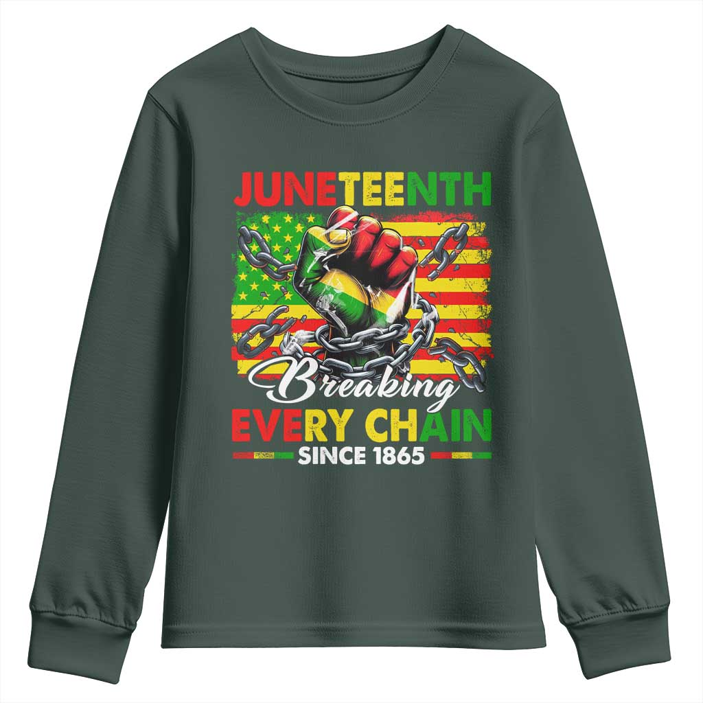 Juneteenth Breaking Every Chain Since 1865 Youth Sweatshirt Hand Fist Freedom