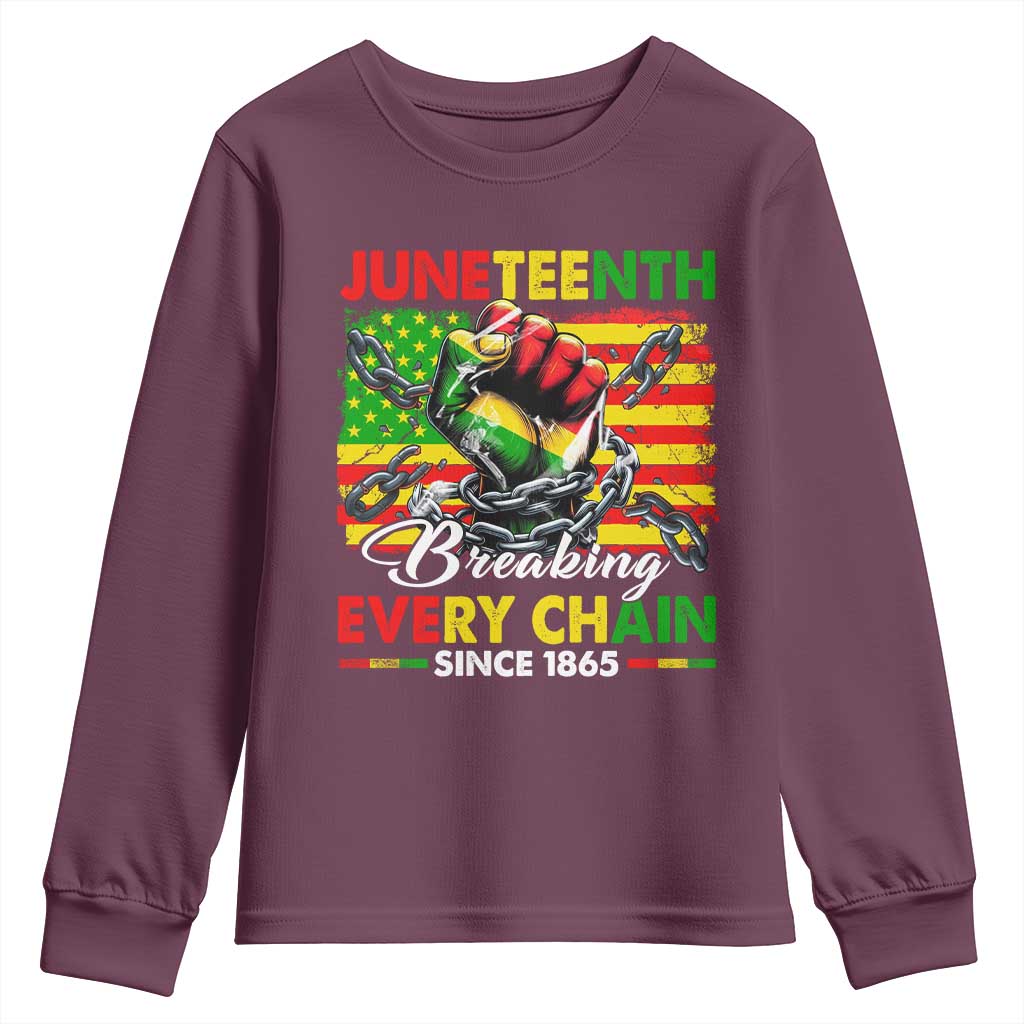 Juneteenth Breaking Every Chain Since 1865 Youth Sweatshirt Hand Fist Freedom