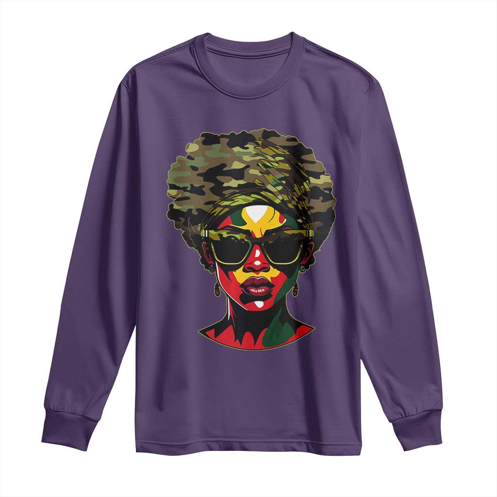 Camo African American Women Juneteenth Celebrating Black Freedom Day Long Sleeve Shirt