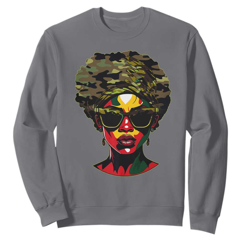 Camo African American Women Juneteenth Celebrating Black Freedom Day Sweatshirt