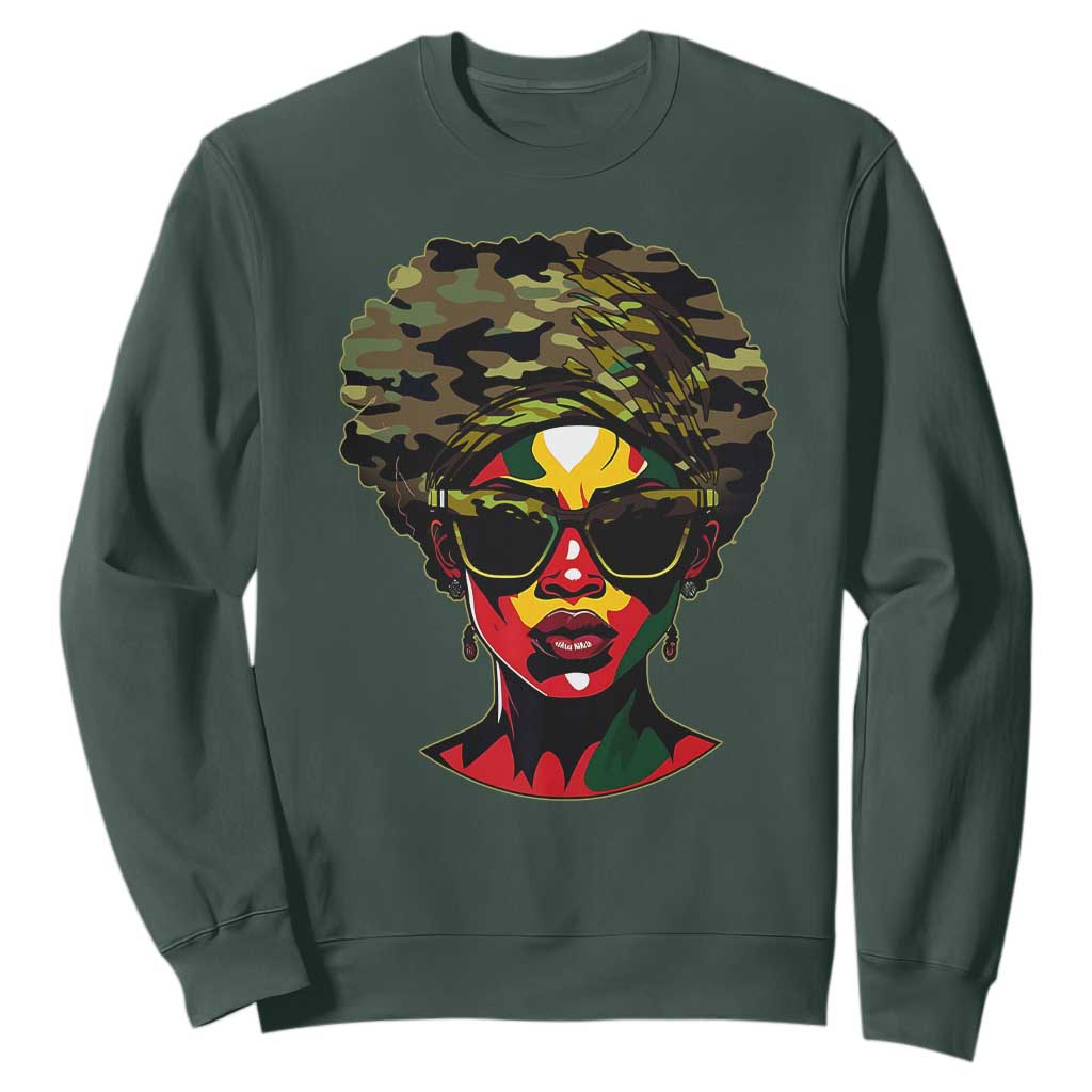 Camo African American Women Juneteenth Celebrating Black Freedom Day Sweatshirt