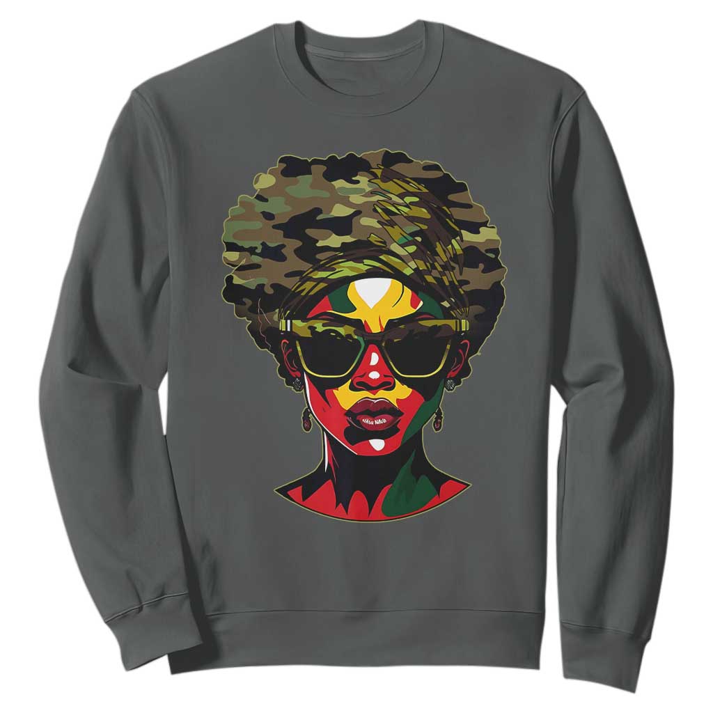 Camo African American Women Juneteenth Celebrating Black Freedom Day Sweatshirt
