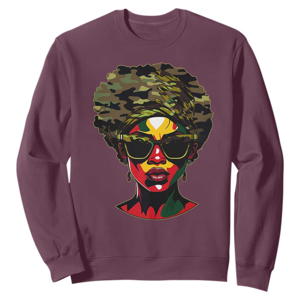 Camo African American Women Juneteenth Celebrating Black Freedom Day Sweatshirt