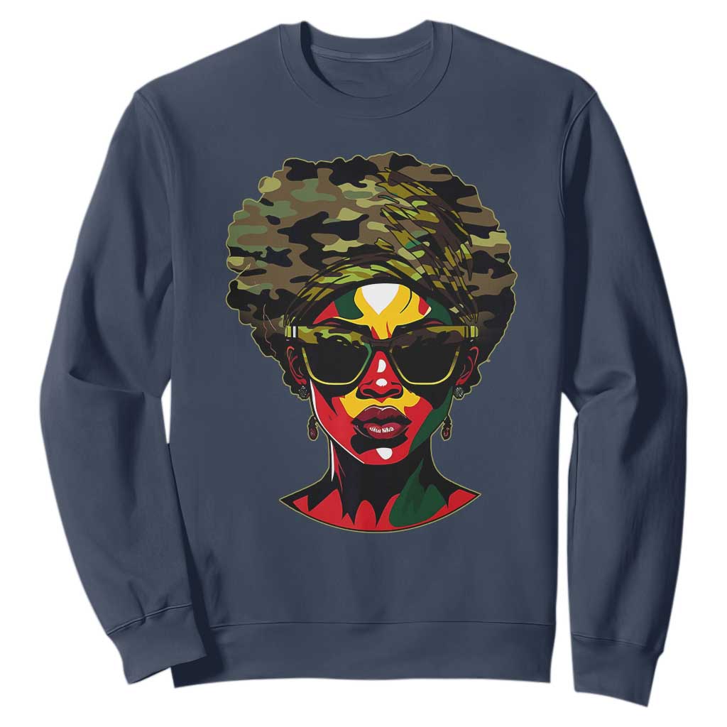 Camo African American Women Juneteenth Celebrating Black Freedom Day Sweatshirt