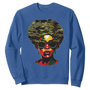 Camo African American Women Juneteenth Celebrating Black Freedom Day Sweatshirt