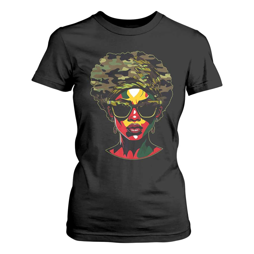 Camo African American Women Juneteenth Celebrating Black Freedom Day T Shirt For Women
