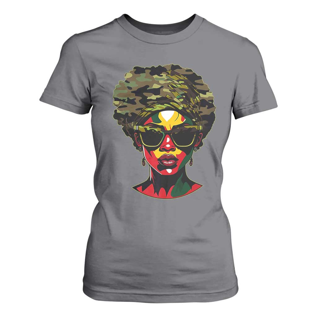 Camo African American Women Juneteenth Celebrating Black Freedom Day T Shirt For Women