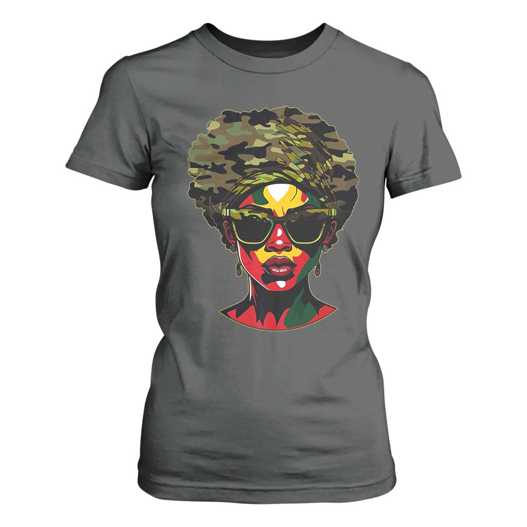 Camo African American Women Juneteenth Celebrating Black Freedom Day T Shirt For Women