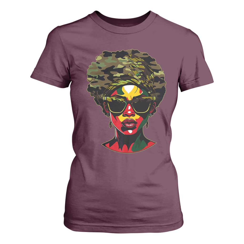 Camo African American Women Juneteenth Celebrating Black Freedom Day T Shirt For Women