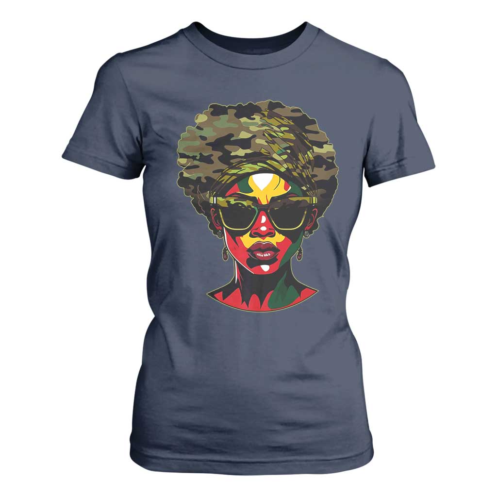 Camo African American Women Juneteenth Celebrating Black Freedom Day T Shirt For Women