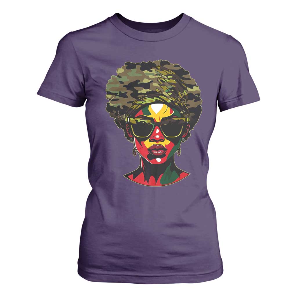 Camo African American Women Juneteenth Celebrating Black Freedom Day T Shirt For Women