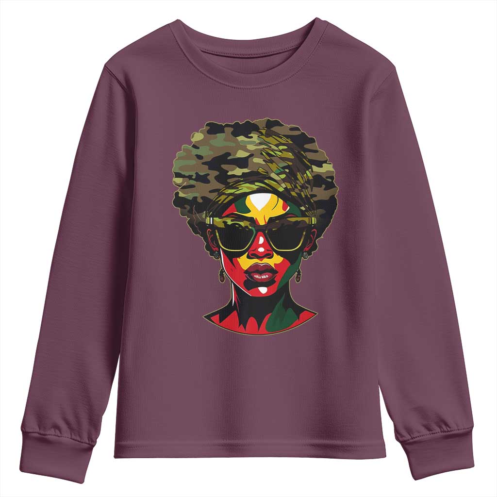 Camo African American Women Juneteenth Celebrating Black Freedom Day Youth Sweatshirt