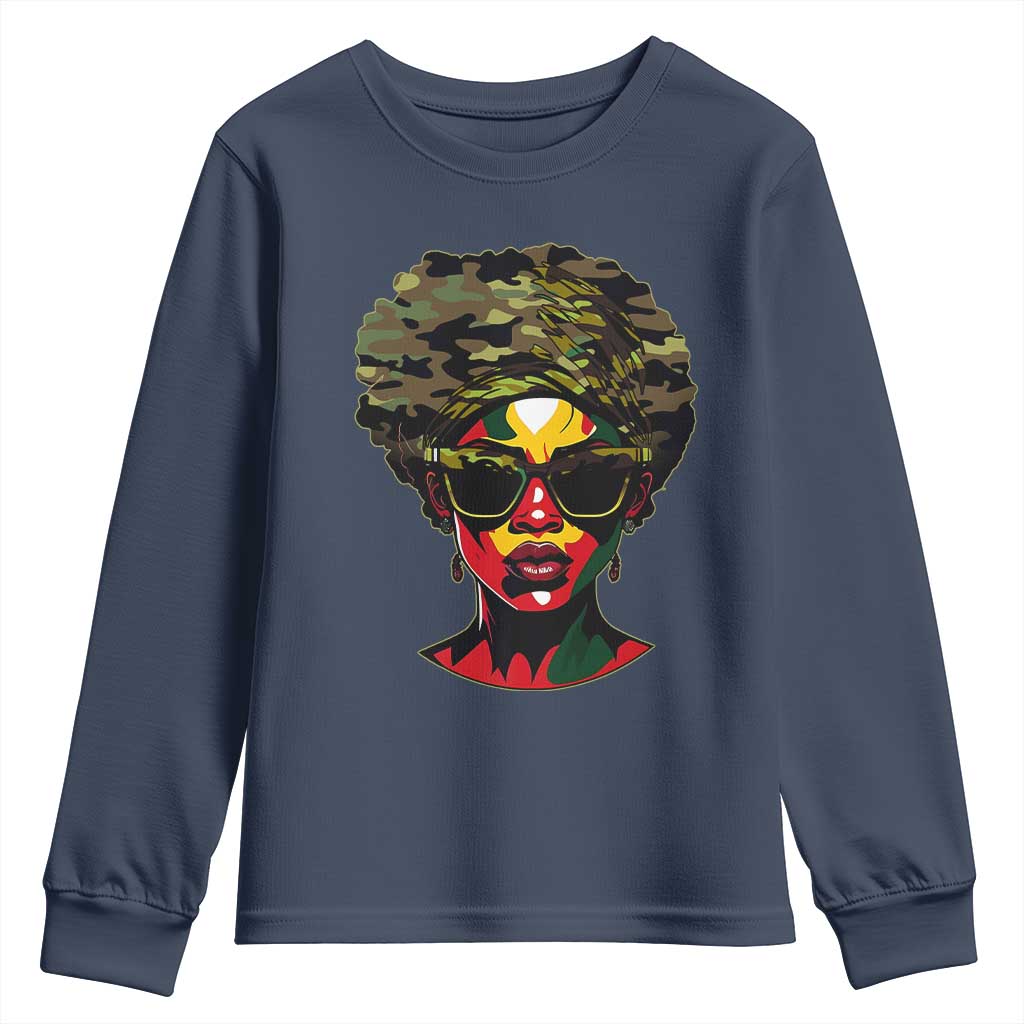Camo African American Women Juneteenth Celebrating Black Freedom Day Youth Sweatshirt