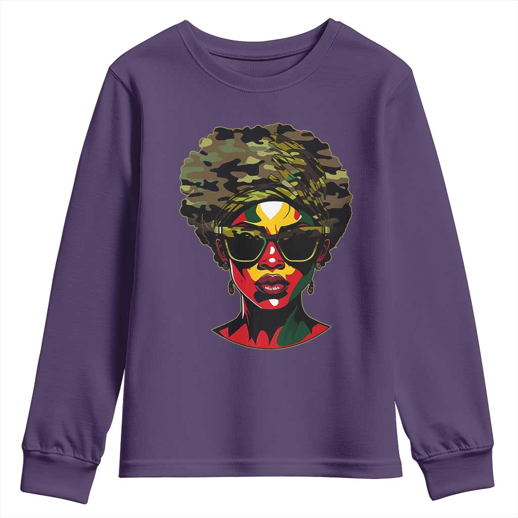 Camo African American Women Juneteenth Celebrating Black Freedom Day Youth Sweatshirt