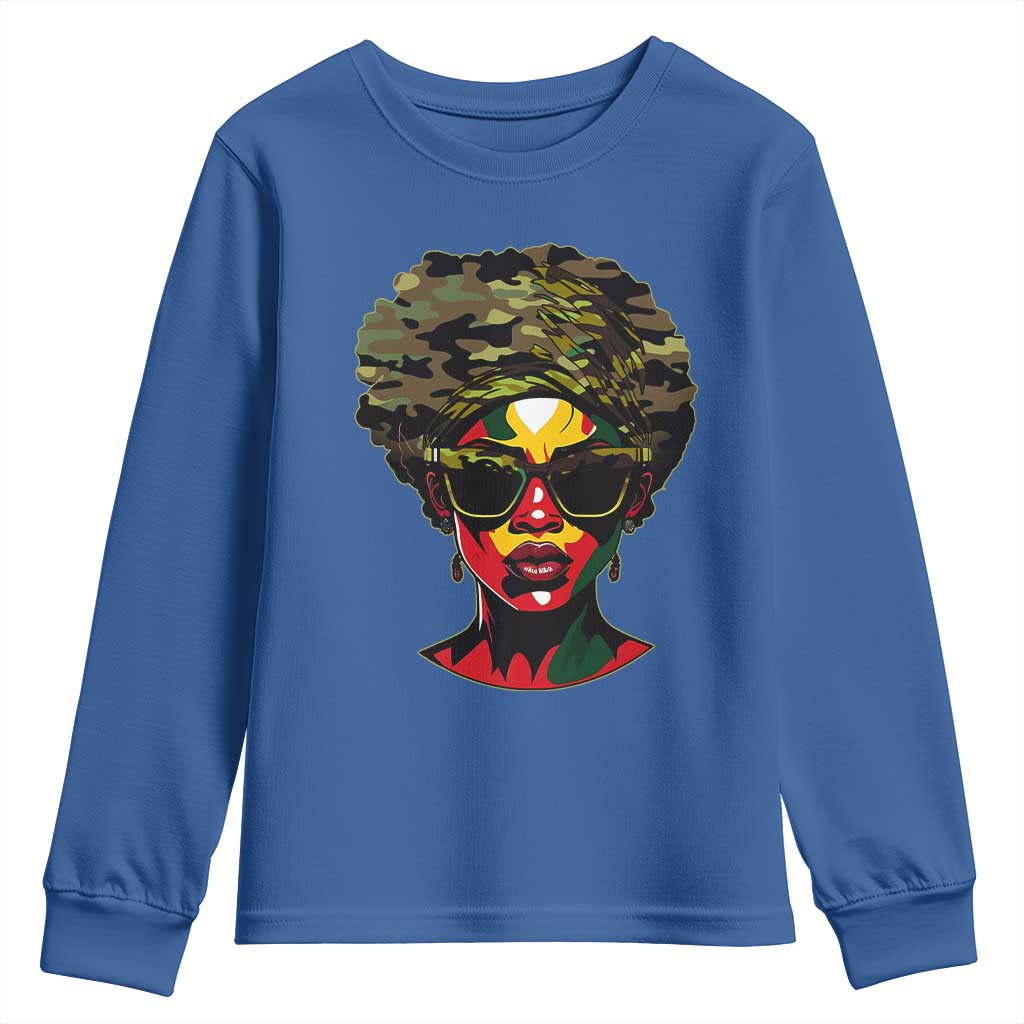 Camo African American Women Juneteenth Celebrating Black Freedom Day Youth Sweatshirt