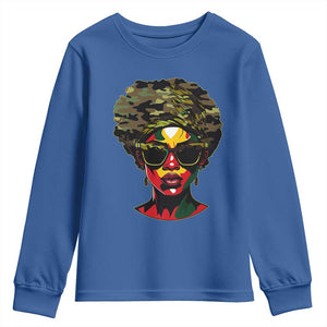 Camo African American Women Juneteenth Celebrating Black Freedom Day Youth Sweatshirt