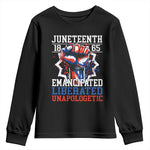 Juneteenth 1865 Emancipated Liberated Unapologetic Youth Sweatshirt Hand Fist Juneteenth Flag