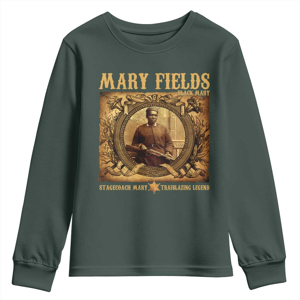 Mary Fields Youth Sweatshirt Stagecoach Mary Trailblazing Legend Black Cowgirl