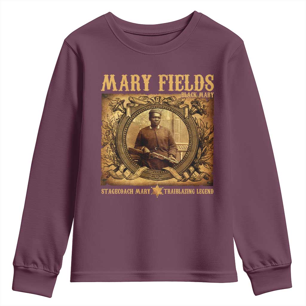 Mary Fields Youth Sweatshirt Stagecoach Mary Trailblazing Legend Black Cowgirl