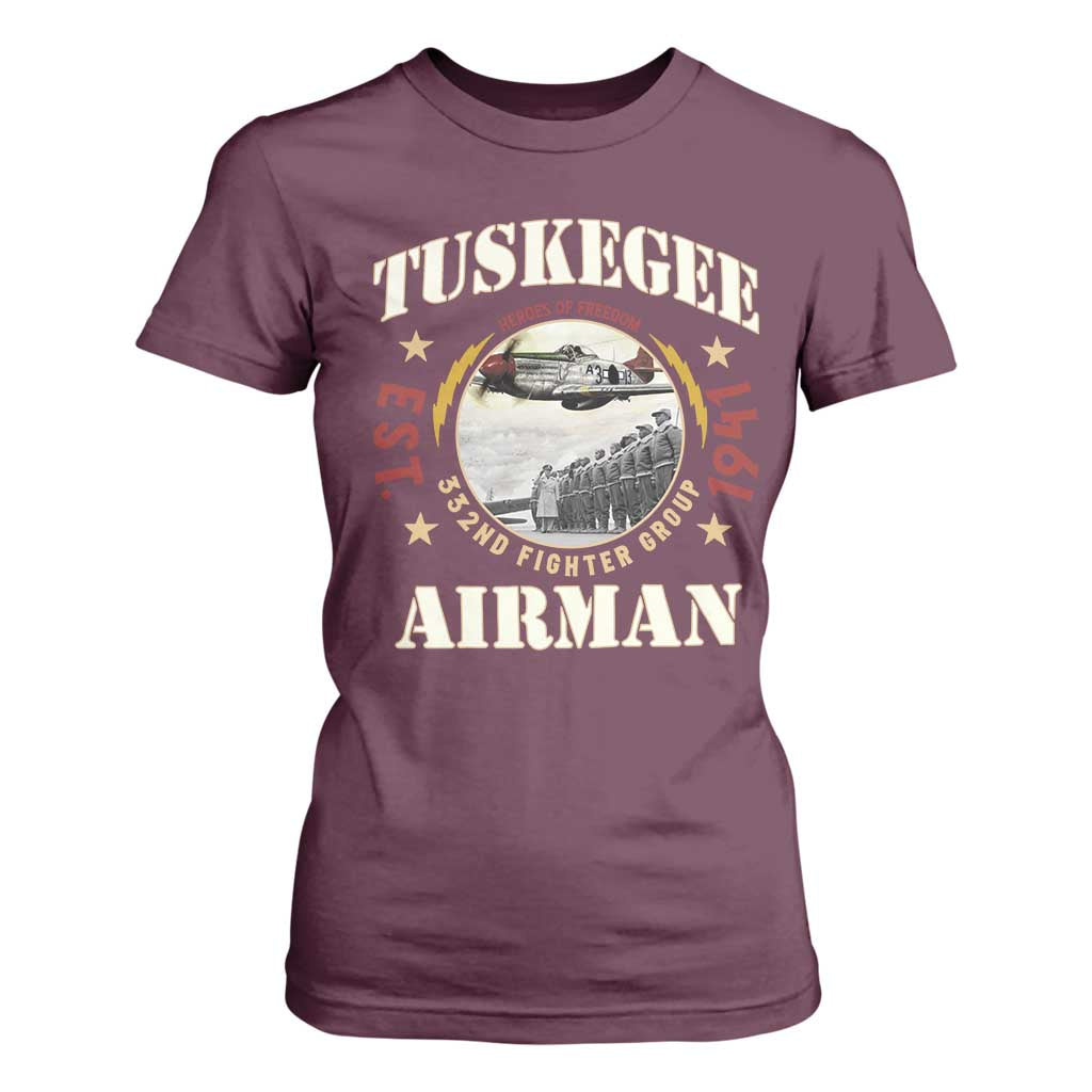 Tuskegee Airman T Shirt For Women Heroes Of Freedom 332ND Fighter Group Est 1941