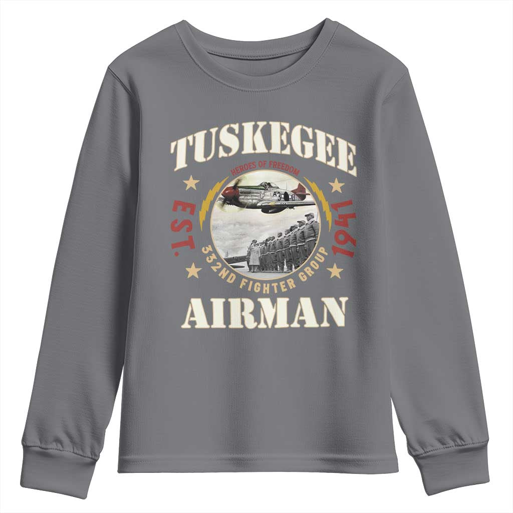 Tuskegee Airman Youth Sweatshirt Heroes Of Freedom 332ND Fighter Group Est 1941