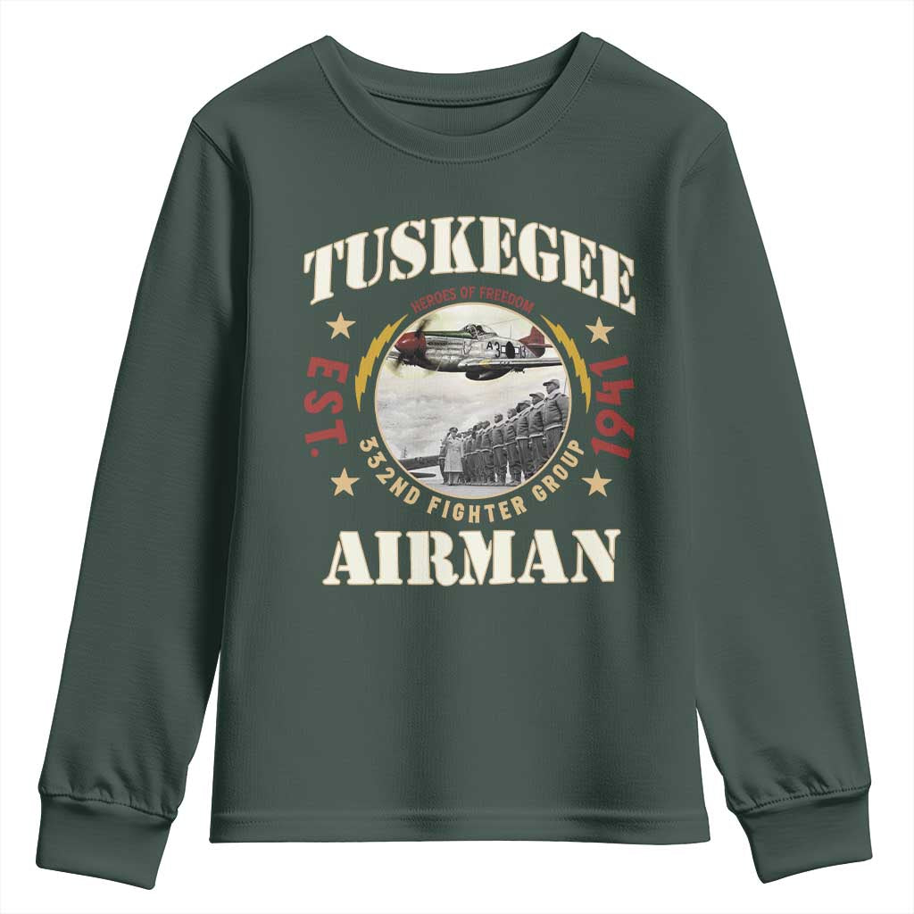 Tuskegee Airman Youth Sweatshirt Heroes Of Freedom 332ND Fighter Group Est 1941