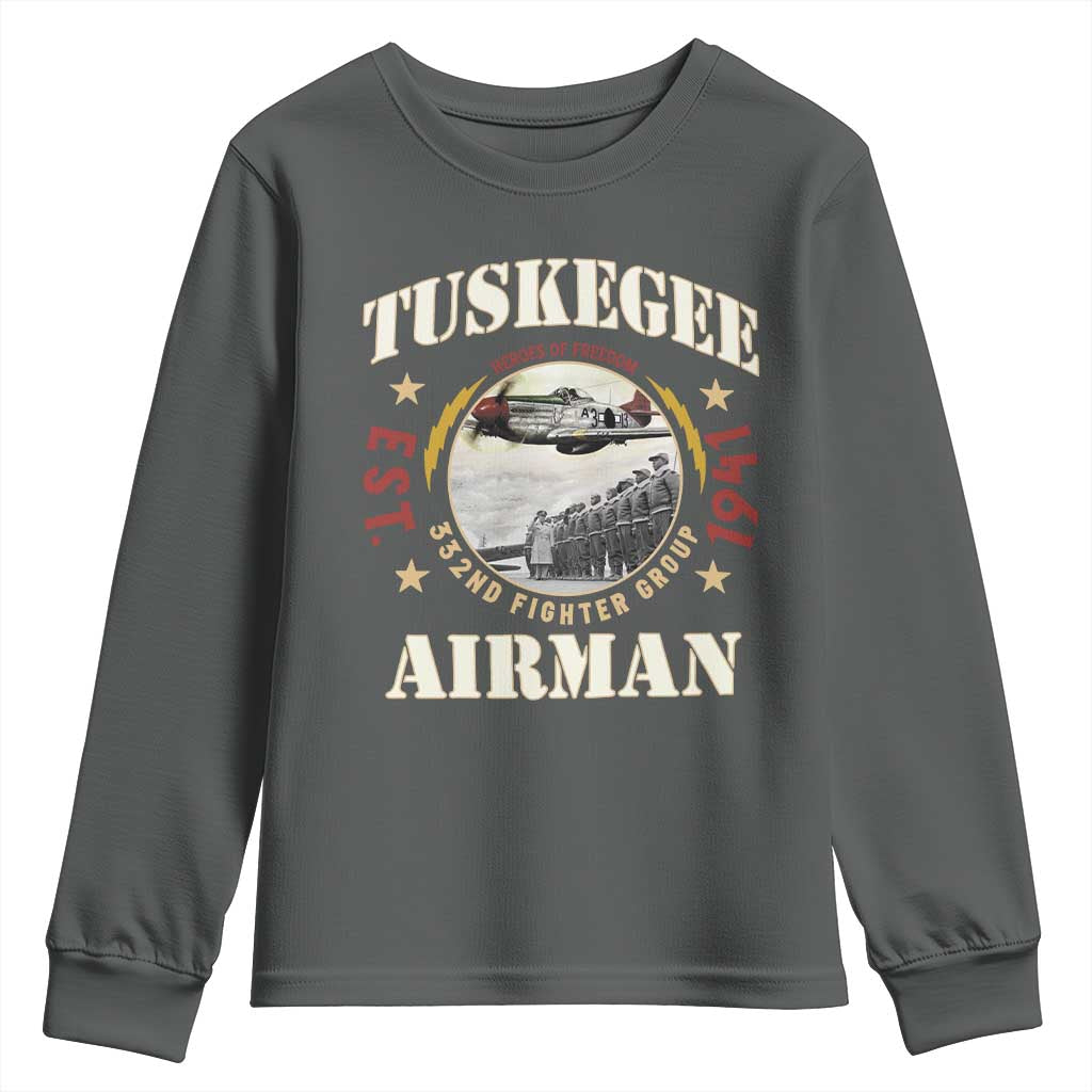 Tuskegee Airman Youth Sweatshirt Heroes Of Freedom 332ND Fighter Group Est 1941