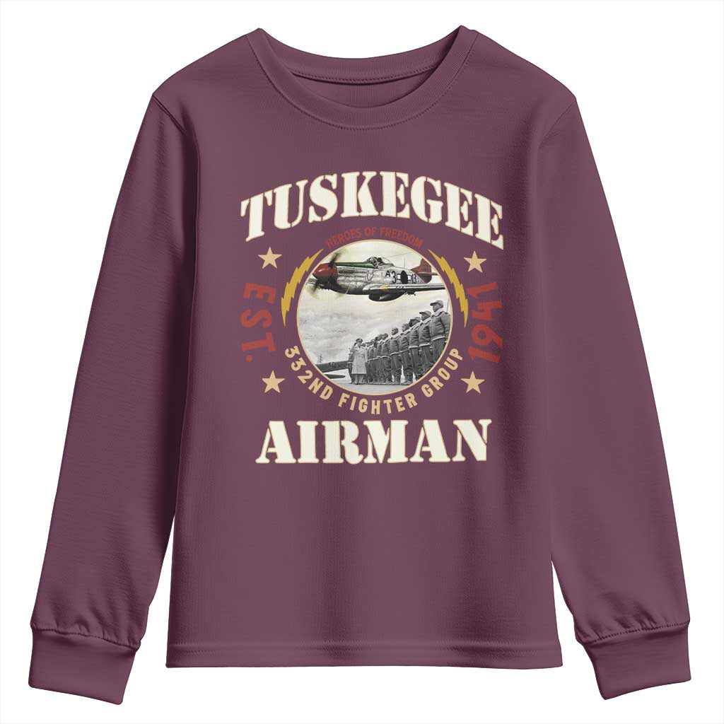 Tuskegee Airman Youth Sweatshirt Heroes Of Freedom 332ND Fighter Group Est 1941
