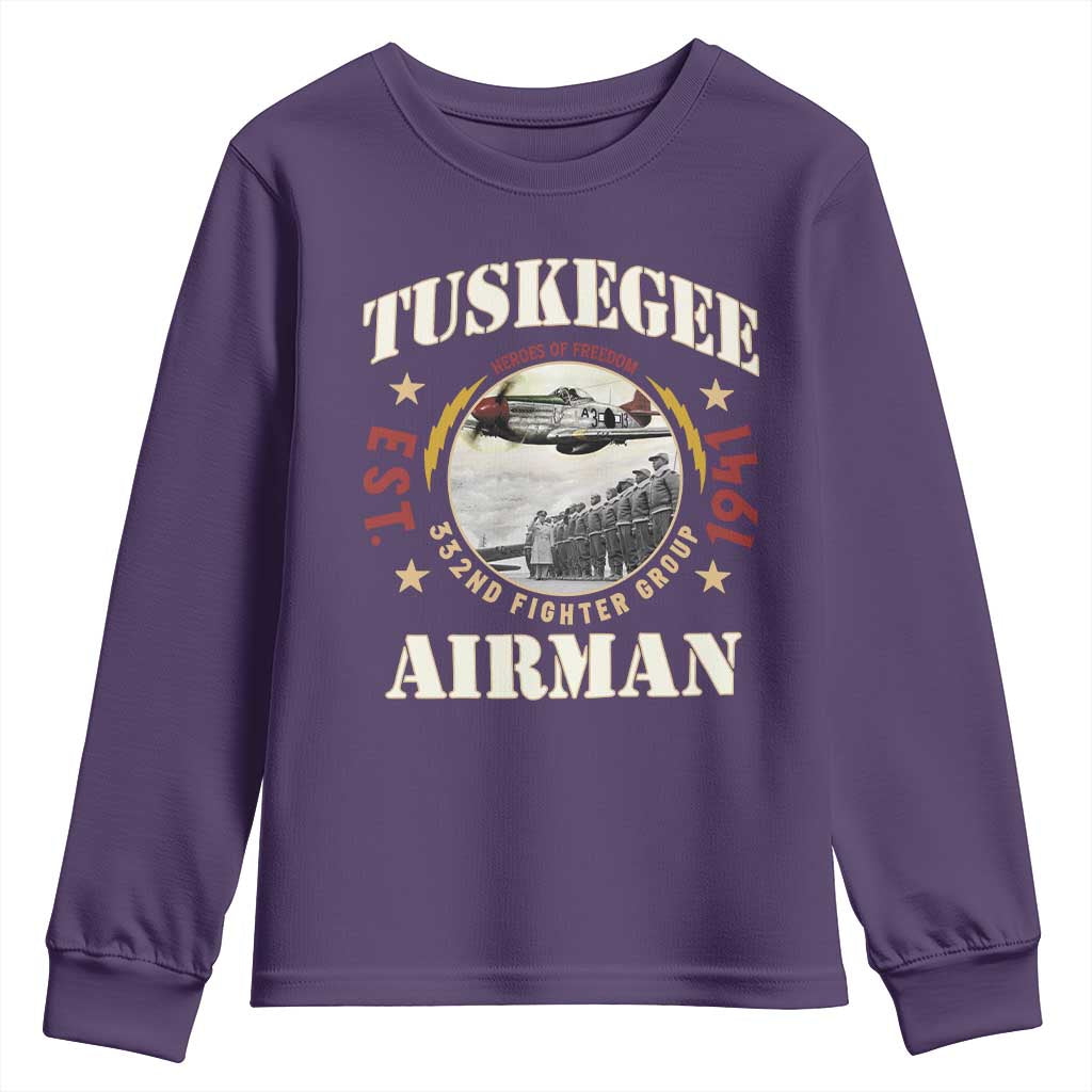 Tuskegee Airman Youth Sweatshirt Heroes Of Freedom 332ND Fighter Group Est 1941