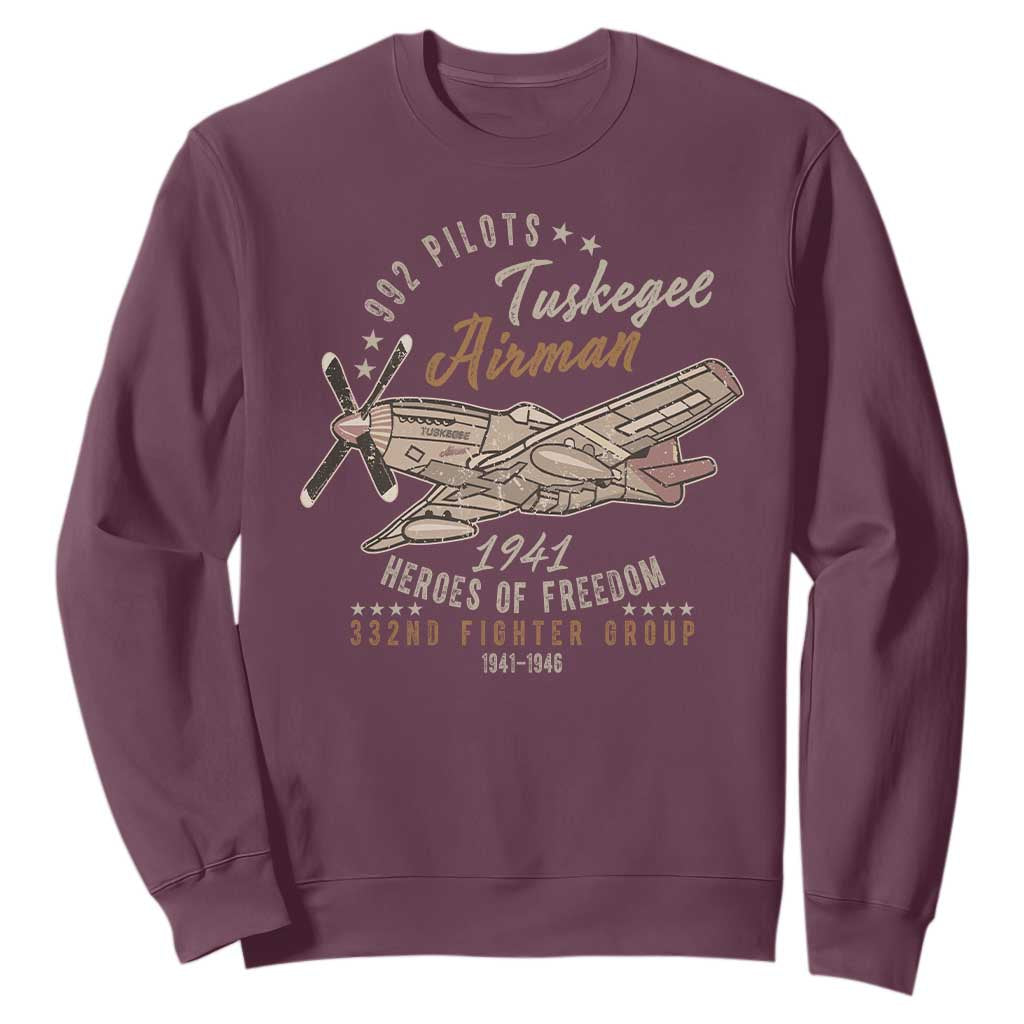 Tuskegee Airman Sweatshirt Heroes Of Freedom 332ND Fighter Group Est 1941 Vintage Fighter