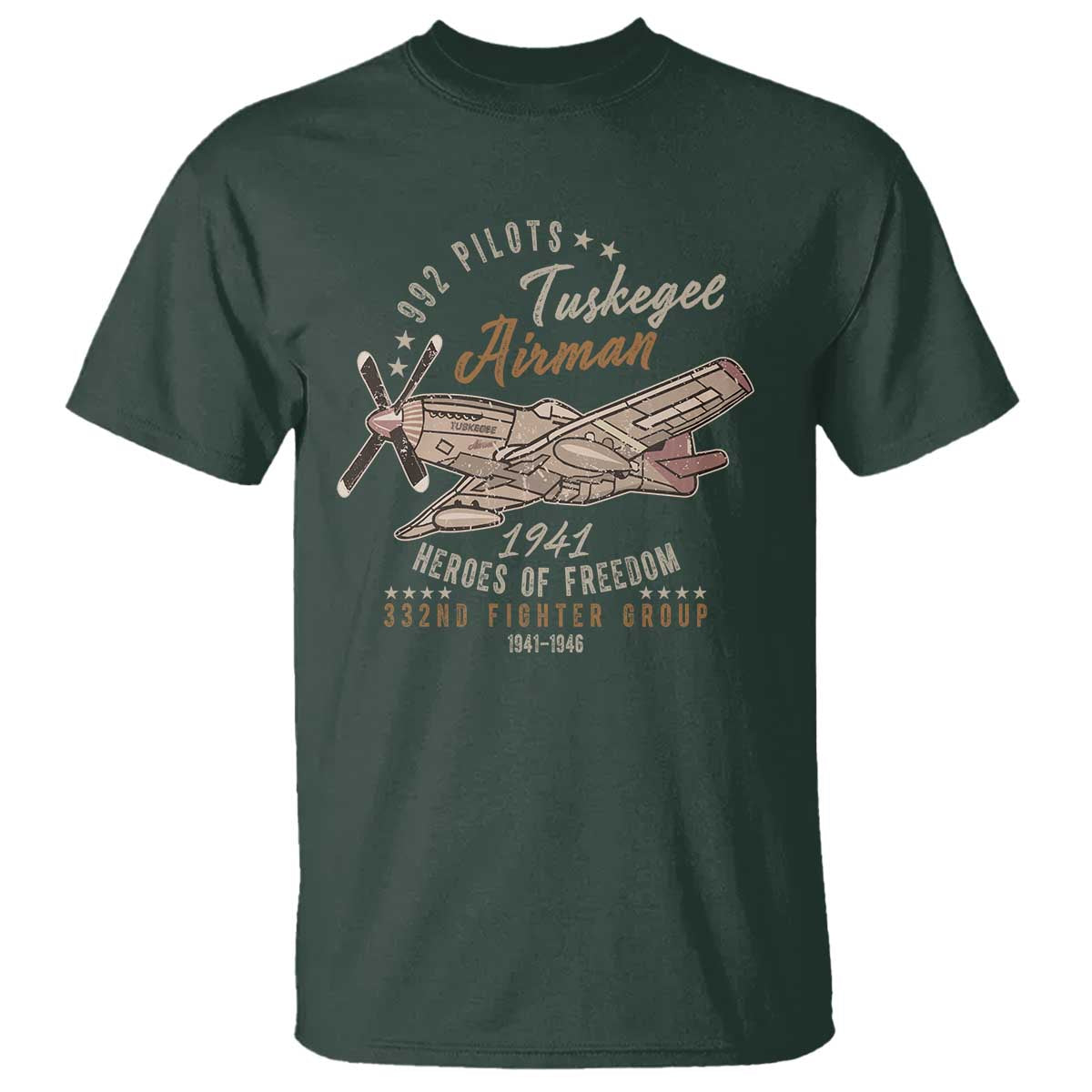 Tuskegee Airman T Shirt Heroes Of Freedom 332ND Fighter Group Est 1941 Vintage Fighter