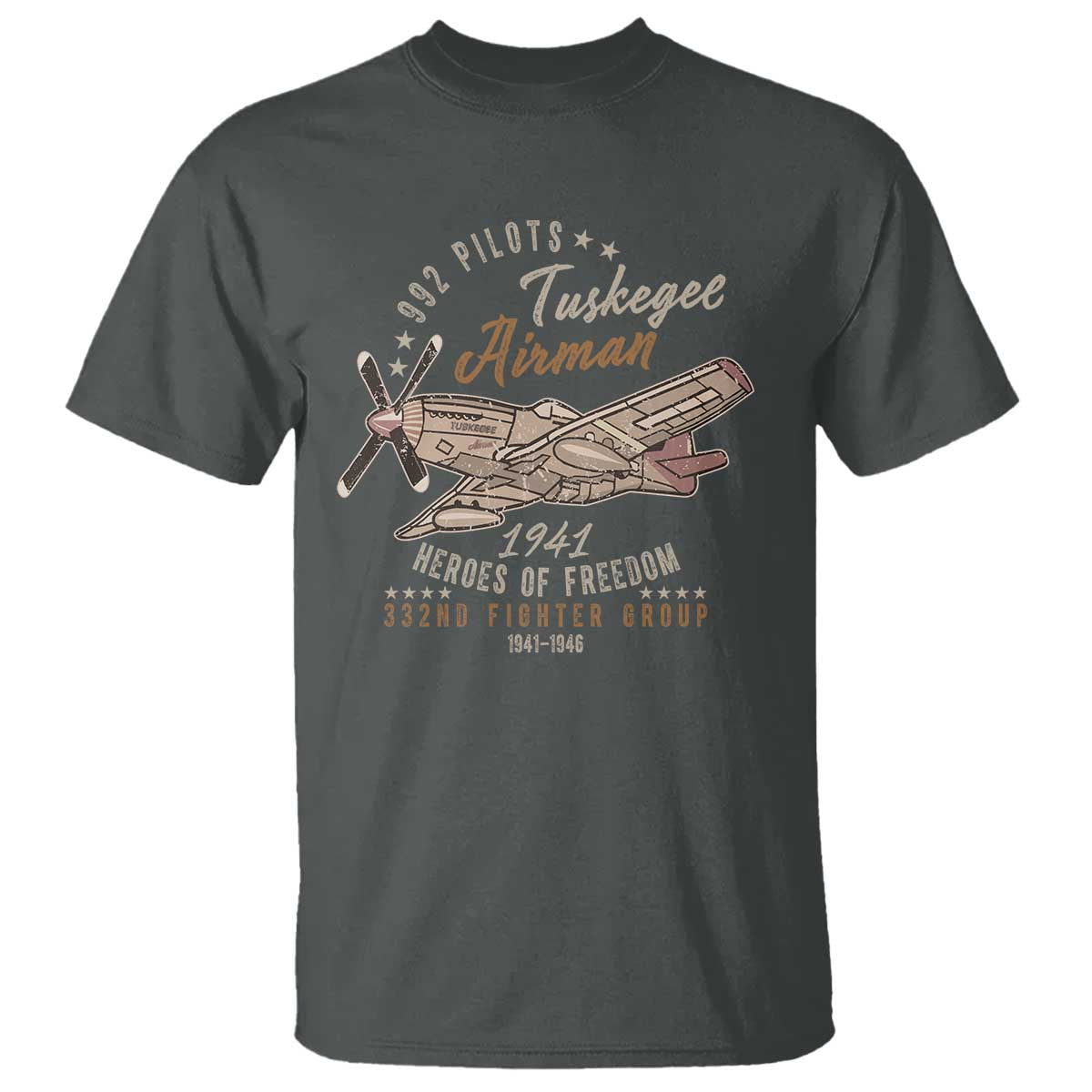 Tuskegee Airman T Shirt Heroes Of Freedom 332ND Fighter Group Est 1941 Vintage Fighter