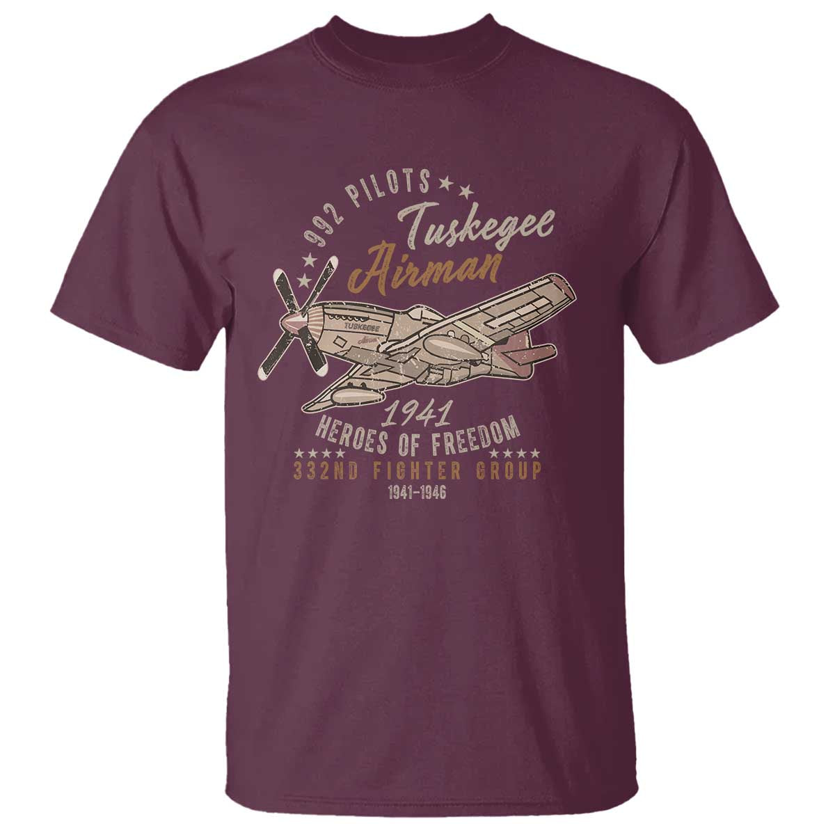 Tuskegee Airman T Shirt Heroes Of Freedom 332ND Fighter Group Est 1941 Vintage Fighter