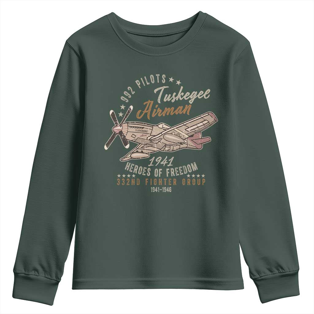 Tuskegee Airman Youth Sweatshirt Heroes Of Freedom 332ND Fighter Group Est 1941 Vintage Fighter