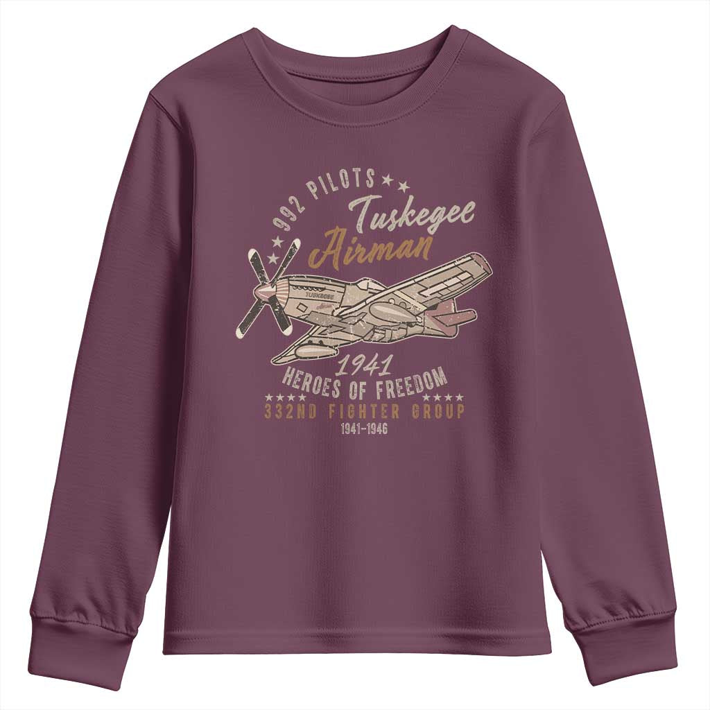 Tuskegee Airman Youth Sweatshirt Heroes Of Freedom 332ND Fighter Group Est 1941 Vintage Fighter
