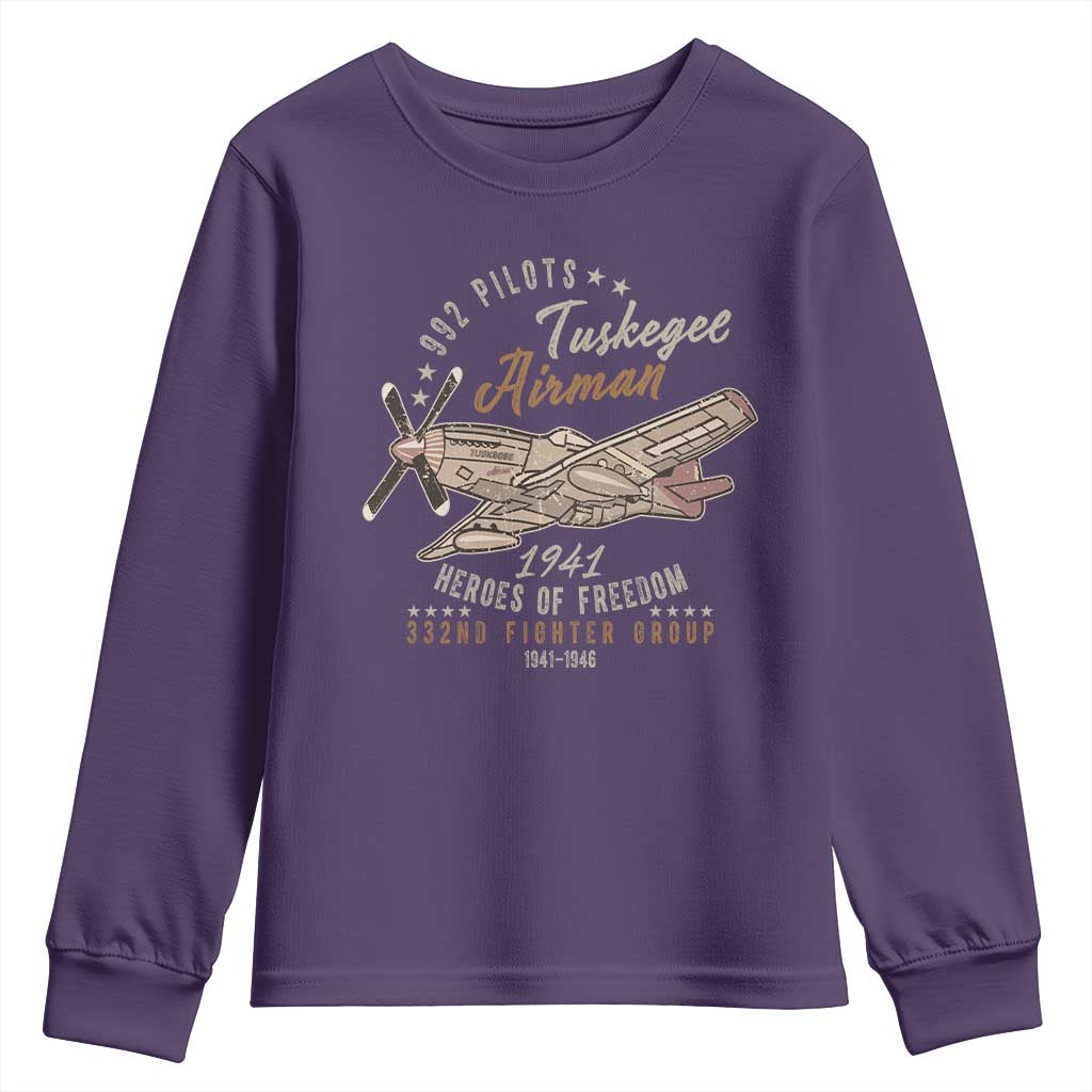 Tuskegee Airman Youth Sweatshirt Heroes Of Freedom 332ND Fighter Group Est 1941 Vintage Fighter