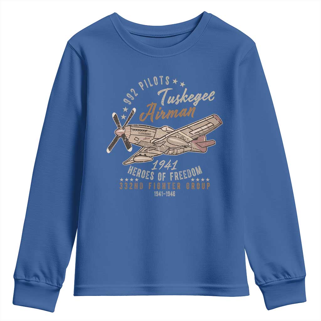 Tuskegee Airman Youth Sweatshirt Heroes Of Freedom 332ND Fighter Group Est 1941 Vintage Fighter
